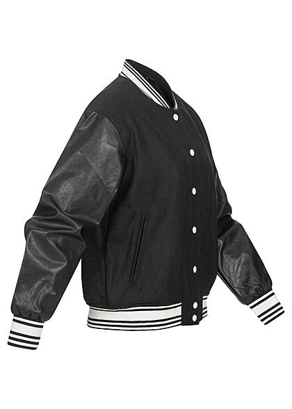 ONLY Damen Blousonjacke College Bomber Jacke 2-Pockets Druckknopfleiste Schwarz 4 ONLY Damen Blousonjacke College Bomber Jacke 2-Pockets Druckknopfleiste Schwarz – Bild 2