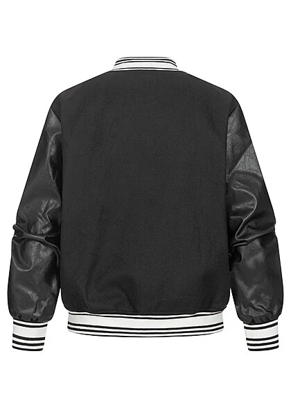 ONLY Damen Blousonjacke College Bomber Jacke 2-Pockets Druckknopfleiste Schwarz 5 ONLY Damen Blousonjacke College Bomber Jacke 2-Pockets Druckknopfleiste Schwarz – Bild 3