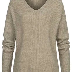Vero Moda Damen NOOS Pullover Sweater Langarm Mit V-Neck Oak Braun Melange