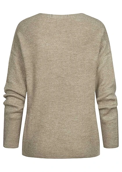Vero Moda Damen NOOS Pullover Sweater Langarm Mit V-Neck Oak Braun Melange 4 Vero Moda Damen NOOS Pullover Sweater Langarm Mit V-Neck Oak Braun Melange – Bild 2
