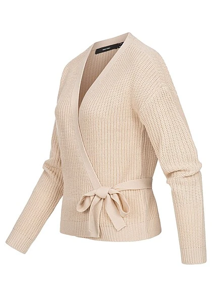 Vero Moda Damen Wickelcardigan Strickjacke Mit Bindedetail Oatmeal Beige 4 Vero Moda Damen Wickelcardigan Strickjacke Mit Bindedetail Oatmeal Beige – Bild 2