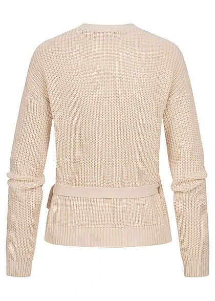 Vero Moda Damen Wickelcardigan Strickjacke Mit Bindedetail Oatmeal Beige 5 Vero Moda Damen Wickelcardigan Strickjacke Mit Bindedetail Oatmeal Beige – Bild 3