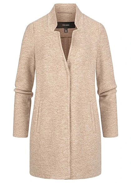 Vero Moda Damen NOOS Mantel High-Neck Jacke Mit 2-Pockets Silver Mink Braun 3 Vero Moda Damen NOOS Mantel High-Neck Jacke Mit 2-Pockets Silver Mink Braun