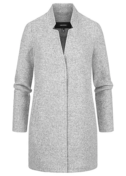 Vero Moda Damen NOOS Mantel High-Neck Jacke Mit 2-Pockets Hell Grau Melange 3 Vero Moda Damen NOOS Mantel High-Neck Jacke Mit 2-Pockets Hell Grau Melange