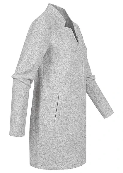 Vero Moda Damen NOOS Mantel High-Neck Jacke Mit 2-Pockets Hell Grau Melange 4 Vero Moda Damen NOOS Mantel High-Neck Jacke Mit 2-Pockets Hell Grau Melange – Bild 2