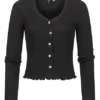 Vero Moda Damen NOOS Cardigan Mit V-Neck Und Knopfleiste Frilldetails Am Saum Schwarz 1 Vero Moda Damen NOOS Cardigan Mit V-Neck Und Knopfleiste Frilldetails Am Saum Schwarz -Vero Moda Verkaufsgeschäft 22070046