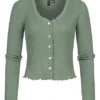Vero Moda Damen NOOS Cardigan Mit V-Neck Und Knopfleiste Frilldetails Am Saum Grün -Vero Moda Verkaufsgeschäft 22070049