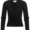 ONLY Damen V-Neck Rippstrick Polo Pullover Mit Kurzem Schnitt Schwarz 1 ONLY Damen V-Neck Rippstrick Polo Pullover Mit Kurzem Schnitt Schwarz -Vero Moda Verkaufsgeschäft 22070076