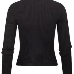 ONLY Damen V-Neck Rippstrick Polo Pullover Mit Kurzem Schnitt Schwarz 5 ONLY Damen V-Neck Rippstrick Polo Pullover Mit Kurzem Schnitt Schwarz -Vero Moda Verkaufsgeschäft 22070076 1