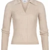 ONLY Damen V-Neck Rippstrick Polo Pullover Mit Kurzem Schnitt Pumice Stone Beige 1 ONLY Damen V-Neck Rippstrick Polo Pullover Mit Kurzem Schnitt Pumice Stone Beige -Vero Moda Verkaufsgeschäft 22070077