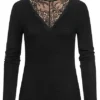 Pieces Damen NOOS Longsleeve Top Mit V-Neck Und Spitze Schwarz 2 Pieces Damen NOOS Longsleeve Top Mit V-Neck Und Spitze Schwarz -Vero Moda Verkaufsgeschäft 22070131