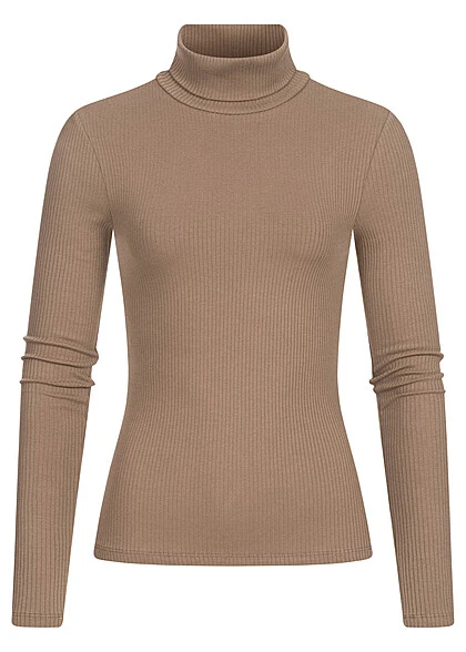 Pieces Damen NOOS Rollkragen Pullover Sweater Strukturstoff Fossil Braun 3 Pieces Damen NOOS Rollkragen Pullover Sweater Strukturstoff Fossil Braun