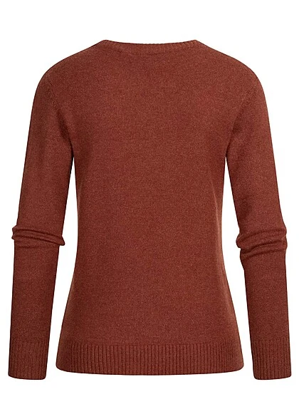 VILA Damen NOOS Weicher Strickpullover Sweater Mit Rippdetails Fired Brick Rot 4 VILA Damen NOOS Weicher Strickpullover Sweater Mit Rippdetails Fired Brick Rot – Bild 2