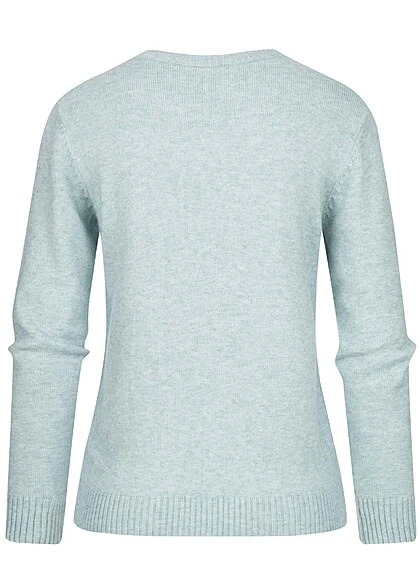 VILA Damen Weicher Rundhals Strickpullover Sweater Mit Rippdetails Tourmaline Türkis 4 VILA Damen Weicher Rundhals Strickpullover Sweater Mit Rippdetails Tourmaline Türkis – Bild 2