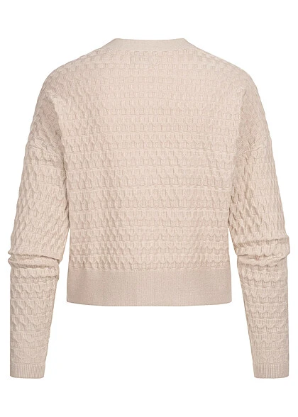 ONLY Damen Crop V-Neck Cardigan Mit Strukturstoff Pumice Stone Beige 4 ONLY Damen Crop V-Neck Cardigan Mit Strukturstoff Pumice Stone Beige – Bild 2