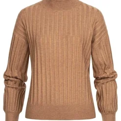 VILA Damen Ribbed Sweater Pullover Mit Strukturstoff Toasted Coconut Braun