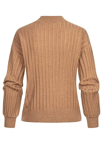 VILA Damen Ribbed Sweater Pullover Mit Strukturstoff Toasted Coconut Braun 4 VILA Damen Ribbed Sweater Pullover Mit Strukturstoff Toasted Coconut Braun – Bild 2