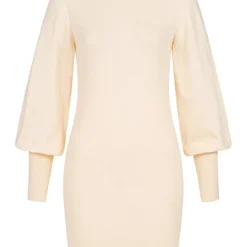 Vero Moda Damen High-Neck Kleid Mit Ballonärmeln Birch Beige