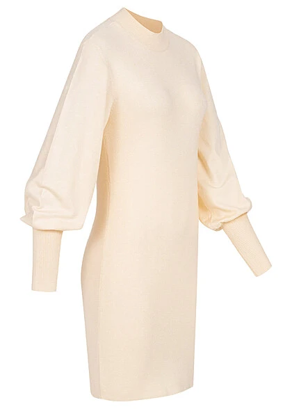 Vero Moda Damen High-Neck Kleid Mit Ballonärmeln Birch Beige 4 Vero Moda Damen High-Neck Kleid Mit Ballonärmeln Birch Beige – Bild 2