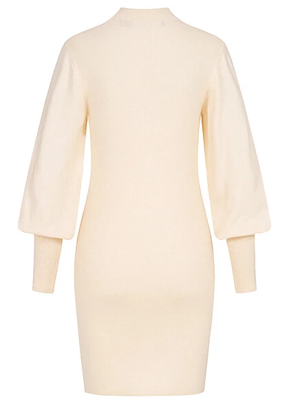 Vero Moda Damen High-Neck Kleid Mit Ballonärmeln Birch Beige 5 Vero Moda Damen High-Neck Kleid Mit Ballonärmeln Birch Beige – Bild 3