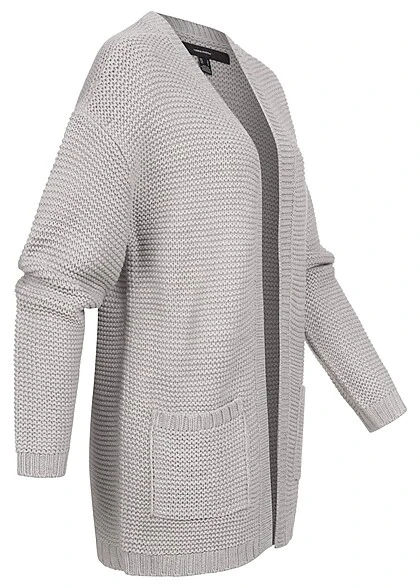 Vero Moda Damen NOOS Cardigan Offene Strickjacke Mit V-Neck Hell Grau Melange 4 Vero Moda Damen NOOS Cardigan Offene Strickjacke Mit V-Neck Hell Grau Melange – Bild 2