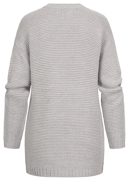 Vero Moda Damen NOOS Cardigan Offene Strickjacke Mit V-Neck Hell Grau Melange 5 Vero Moda Damen NOOS Cardigan Offene Strickjacke Mit V-Neck Hell Grau Melange – Bild 3