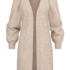 Vero Moda Damen Cardigan Mit Ballonärmeln Und V-Neck Birch Beige Melange