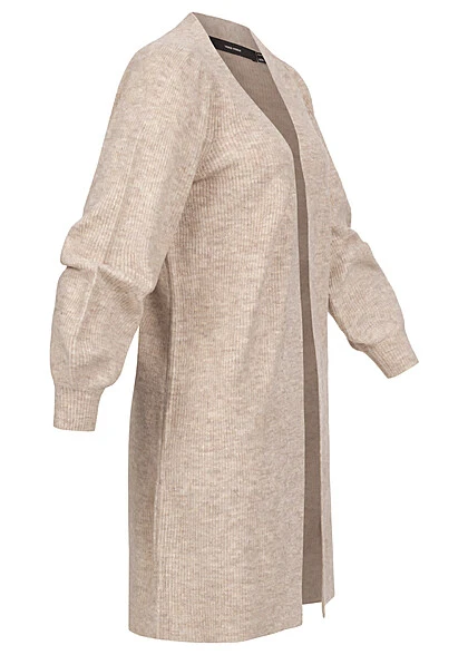 Vero Moda Damen Cardigan Mit Ballonärmeln Und V-Neck Birch Beige Melange 4 Vero Moda Damen Cardigan Mit Ballonärmeln Und V-Neck Birch Beige Melange – Bild 2