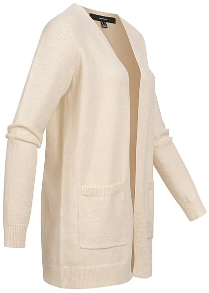 Vero Moda Damen NOOS Cardigan Offen Und Mit 2-Pockets Birch Beige Melange 4 Vero Moda Damen NOOS Cardigan Offen Und Mit 2-Pockets Birch Beige Melange – Bild 2
