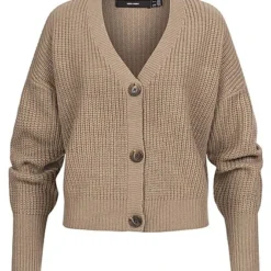 Vero Moda Damen NOOS Cardigan Mit V-Neck Und Knopfleiste Sepia Tint Braun