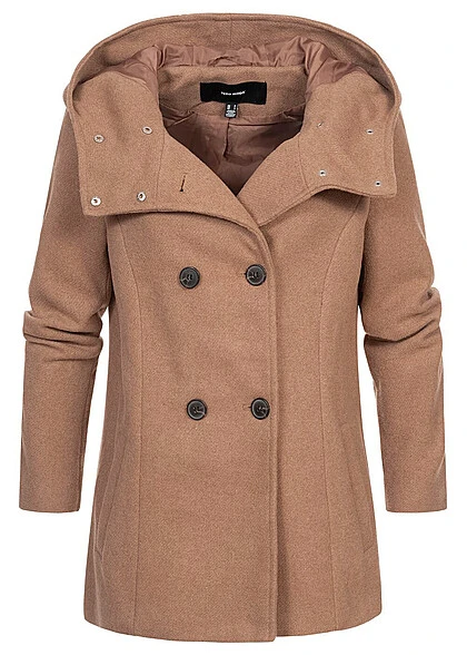 Vero Moda Damen Jacke Mit Doppelknopfleiste Und Kapuze 2-Pockets Tigers Eye Braun 3 Vero Moda Damen Jacke Mit Doppelknopfleiste Und Kapuze 2-Pockets Tigers Eye Braun