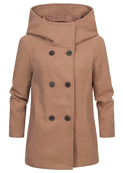 Vero Moda Damen Jacke Mit Doppelknopfleiste Und Kapuze 2-Pockets Tigers Eye Braun 4 Vero Moda Damen Jacke Mit Doppelknopfleiste Und Kapuze 2-Pockets Tigers Eye Braun – Bild 2