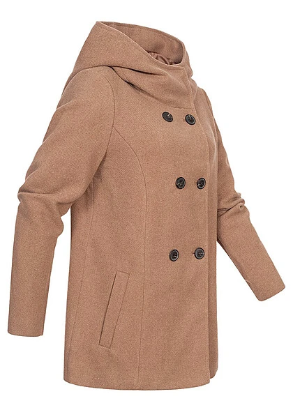 Vero Moda Damen Jacke Mit Doppelknopfleiste Und Kapuze 2-Pockets Tigers Eye Braun 5 Vero Moda Damen Jacke Mit Doppelknopfleiste Und Kapuze 2-Pockets Tigers Eye Braun – Bild 3