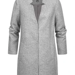 Vero Moda Damen Coatigan Lange V-Neck Blazer Jacke 2-Pockets Hell Grau Melange