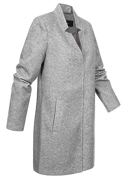 Vero Moda Damen Coatigan Lange V-Neck Blazer Jacke 2-Pockets Hell Grau Melange 4 Vero Moda Damen Coatigan Lange V-Neck Blazer Jacke 2-Pockets Hell Grau Melange – Bild 2