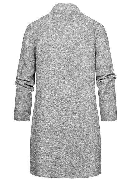 Vero Moda Damen Coatigan Lange V-Neck Blazer Jacke 2-Pockets Hell Grau Melange 5 Vero Moda Damen Coatigan Lange V-Neck Blazer Jacke 2-Pockets Hell Grau Melange – Bild 3