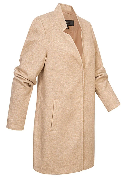Vero Moda Damen Coatigan Lange V-Neck Blazer Jacke 2-Pockets Silver Mink Braun Melange 4 Vero Moda Damen Coatigan Lange V-Neck Blazer Jacke 2-Pockets Silver Mink Braun Melange – Bild 2