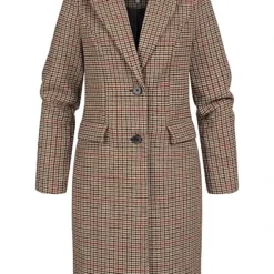 Vero Moda Damen Shacket Jacke Mantel Mit Knopfleiste Und 2-Pockets Hahnentritt Braun