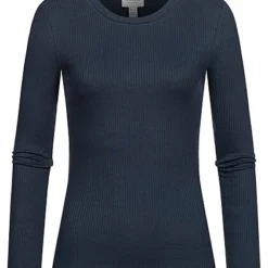 Aware By Vero Moda Damen NOOS Ribbed Longsleeve Navy Blau