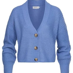 ONLY Damen NOOS V-Neck Strickcardigan Mit Knopfleiste Ultramarine Blau