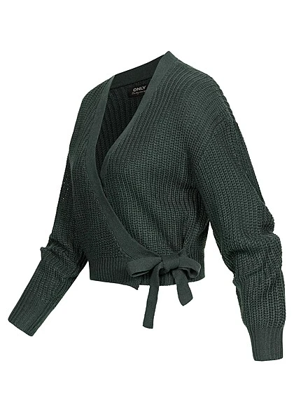 ONLY Damen NOOS Kurzer V-Neck Wickelcardigan Zum Binden Green Gables D. Grün 3 ONLY Damen NOOS Kurzer V-Neck Wickelcardigan Zum Binden Green Gables D. Grün