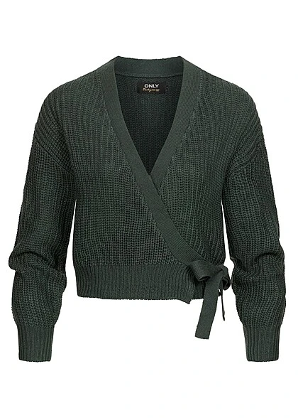 ONLY Damen NOOS Kurzer V-Neck Wickelcardigan Zum Binden Green Gables D. Grün 4 ONLY Damen NOOS Kurzer V-Neck Wickelcardigan Zum Binden Green Gables D. Grün – Bild 2