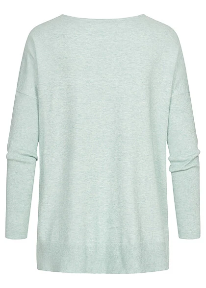 ONLY Damen Strickpullover Langarm Sweater Mit Rundhals Blue Surf Türkis 5 ONLY Damen Strickpullover Langarm Sweater Mit Rundhals Blue Surf Türkis – Bild 3
