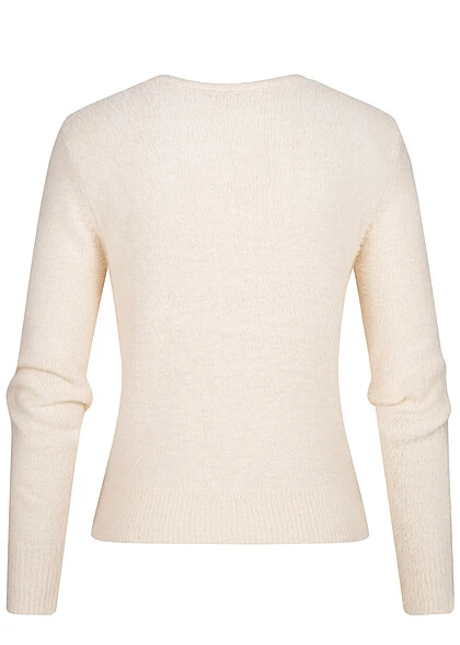 ONLY Damen Strickpullover Langarm Sweater Mit V-Neck Cloud Dancer Weiss 4 ONLY Damen Strickpullover Langarm Sweater Mit V-Neck Cloud Dancer Weiss – Bild 2