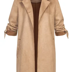 ONLY Damen Leichte Kunstleder Jacke Mit Turn-Up Ärmeln 2-Pockets Mocha Braun