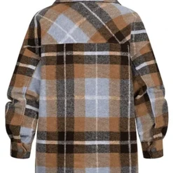 ONLY Damen Kurze Shacket Hemdjacke 2 Brusttaschen Karo Muster Tobacco Braun Blau -Vero Moda Verkaufsgeschäft 22080191 2