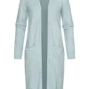 VILA Damen NOOS Longform Cardigan Offener Schnitt 2-Pockets Tourmaline Hell Blau