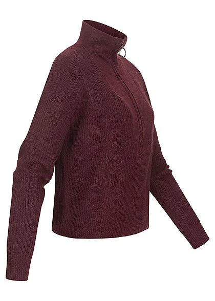 Noisy May Damen NOOS Sweater High-Neck Pullover Mit Zipper Strukturstoff Windsor Wine Rot 5 Noisy May Damen NOOS Sweater High-Neck Pullover Mit Zipper Strukturstoff Windsor Wine Rot – Bild 3