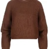 Noisy May Damen NOOS Sweater Grobstrick Pullover Rundhals Cappuccino Braun -Vero Moda Verkaufsgeschäft 22080283