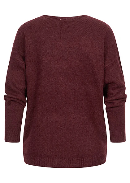 Noisy May Damen NOOS Sweater Vokuhila Pullover Rippbündchen Windsor Wine Bordeaux Rot 4 Noisy May Damen NOOS Sweater Vokuhila Pullover Rippbündchen Windsor Wine Bordeaux Rot – Bild 2